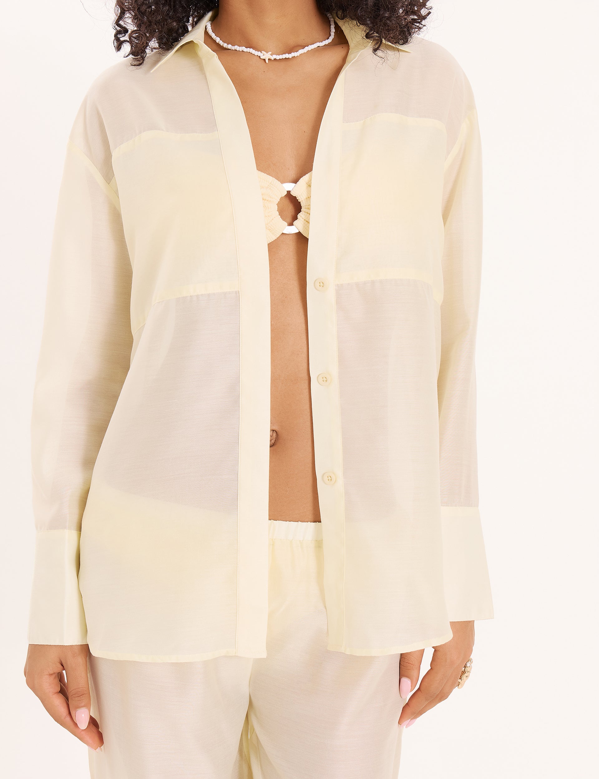 Lemon Semi Sheer Longline Shirt